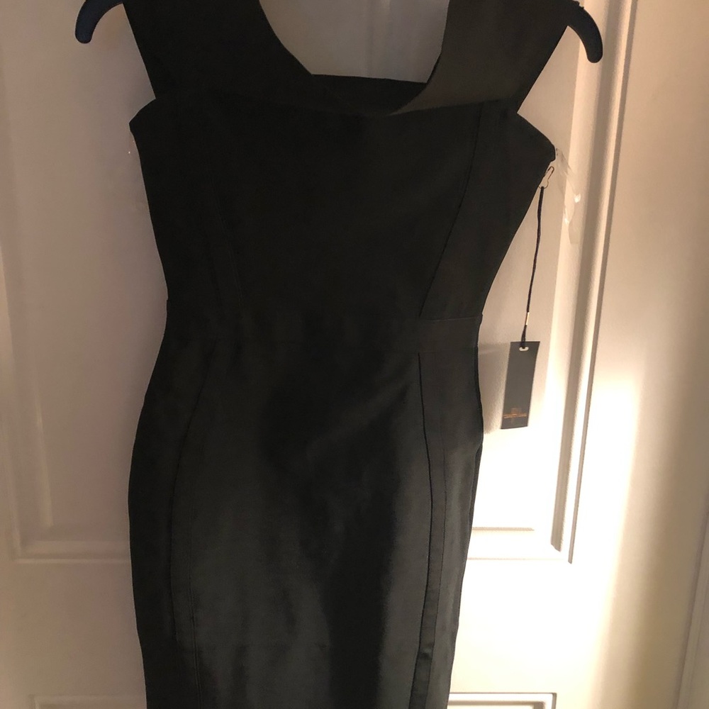 A’GACI off the shoulder bodycon bandage dress black size small